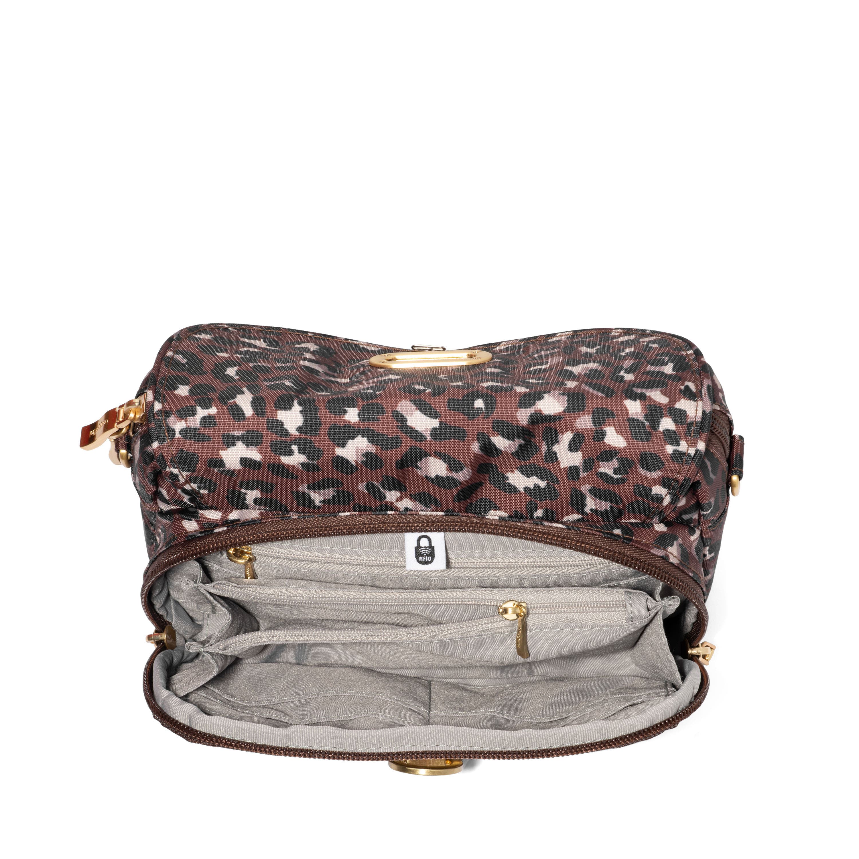 Coastal Flip Lock Camera Bag Crossbody, Alternate, color, GANACHE CHEETAH GOLD HARDWARE