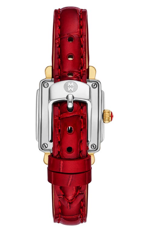 Michele Mini Deco Madison Special Edition Two-tone 18k Gold Plate Diamond Pavé Leather Strap Watch, In Multi