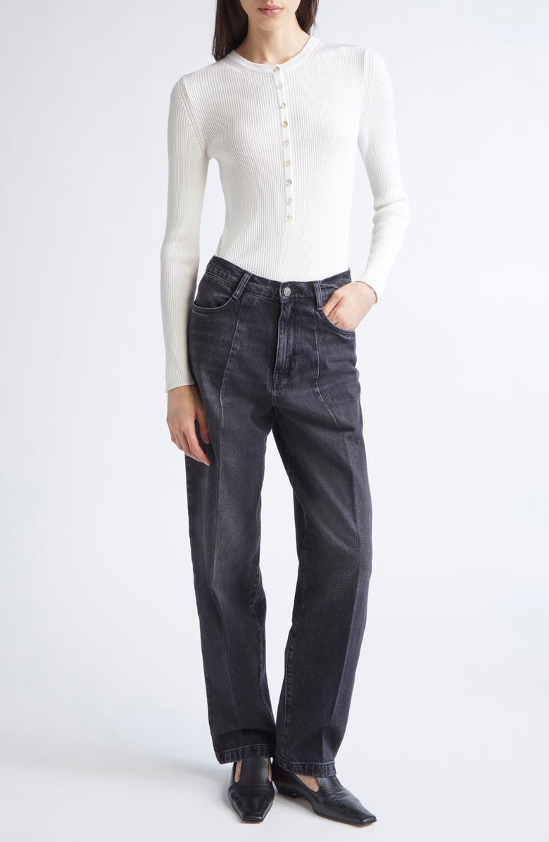 NACKIYÈ Insider Virgin Wool & Silk Rib Sweater, Alternate, color, Kaimak