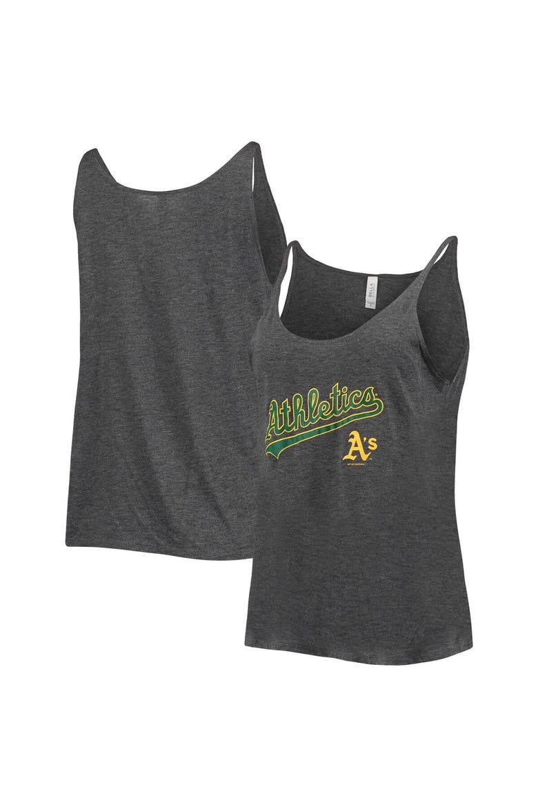 Women's Soft as a Grape Heathered Charcoal Oakland Athletics Slouchy Tank Top, Main, color, Heather Charcoal