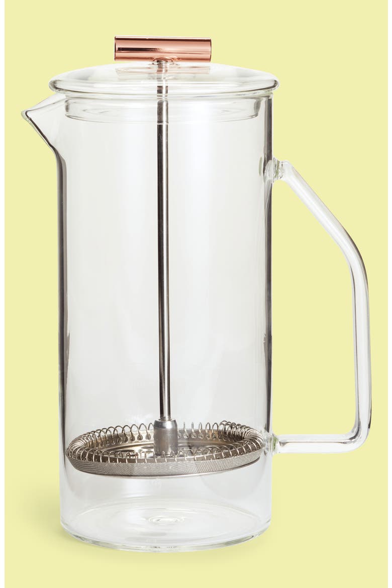 Glass French Press Coffee Maker, Main, color, CLEAR
