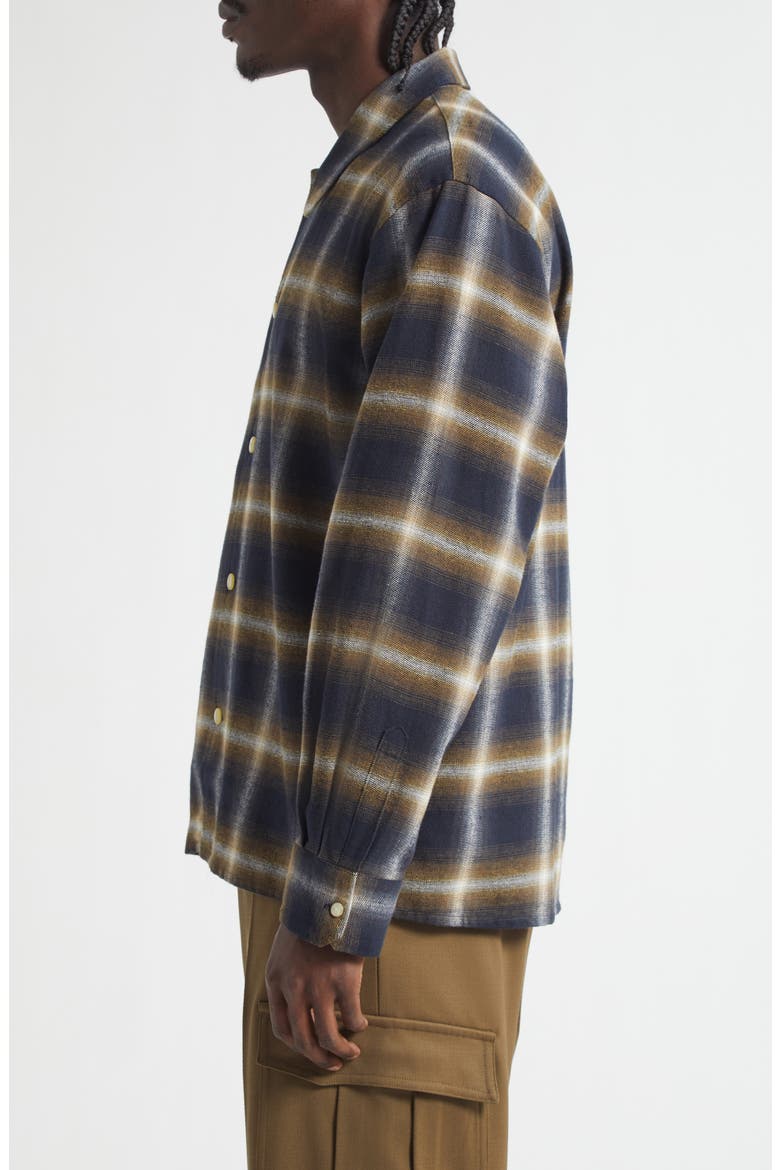 Logan Ombré Check Flannel Button-Up Shirt, Alternate, color, OLIVE/ BLACK CHECK