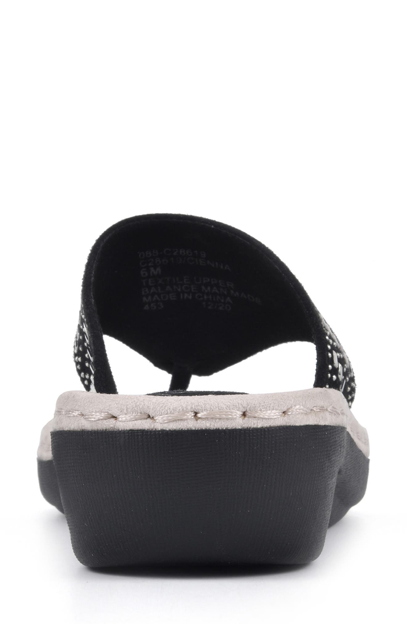 CLIFFS BY WHITE MOUNTAIN Cienna Thong Sandal - Wide Width, Alternate, color, Black Fabric