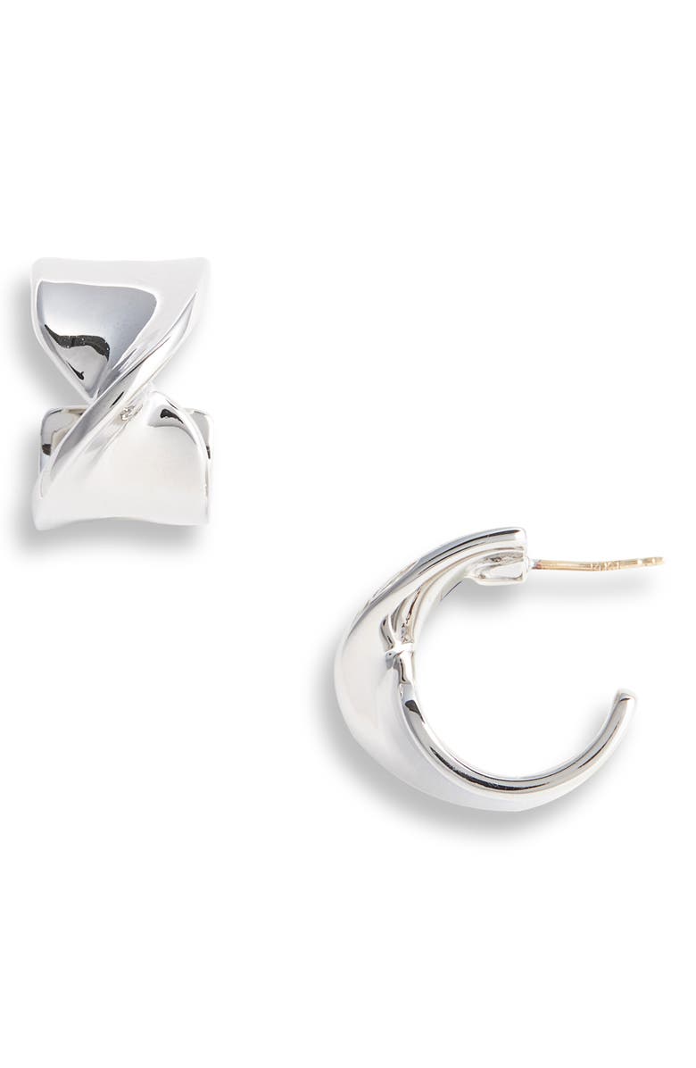 St. John Collection Twist Metal Hoop Earrings, Main, color, 