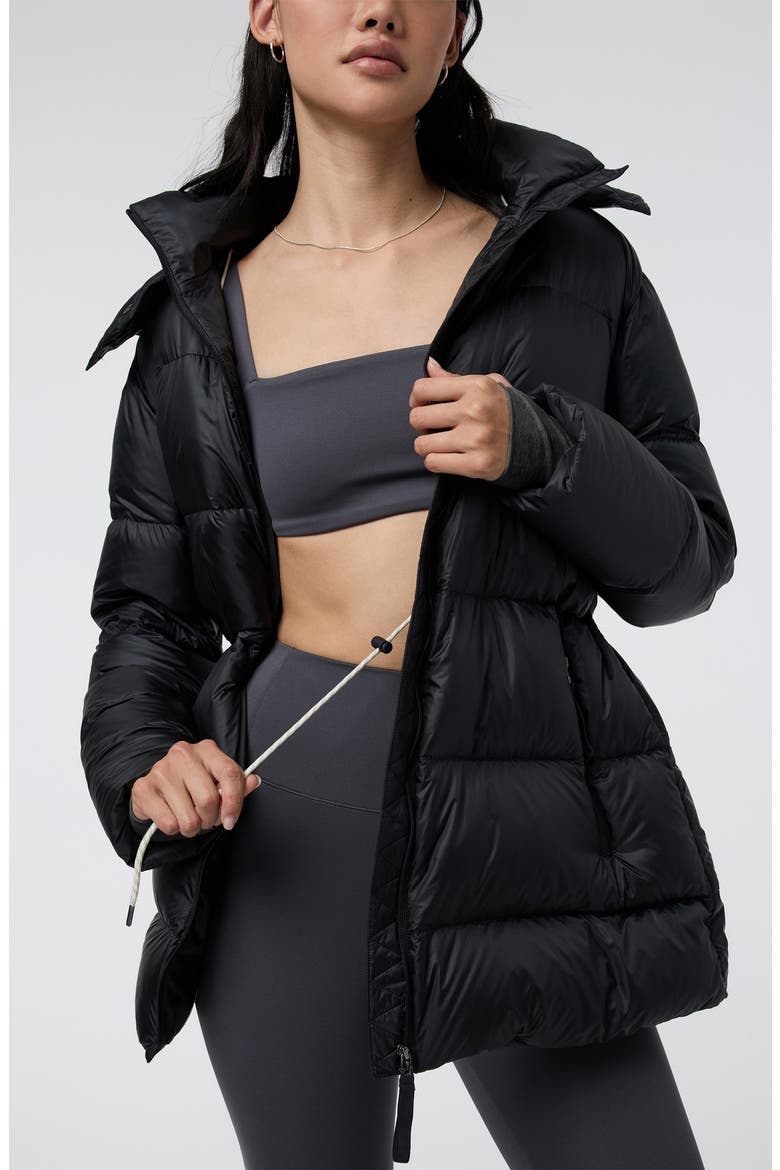 Water Resitant Long Down Jacket, Alternate, color, BLACK