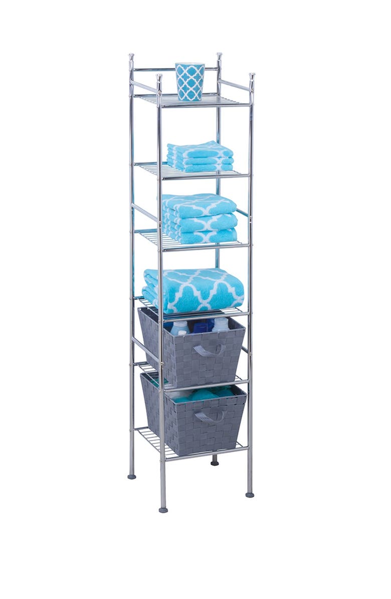HONEY-CAN-DO Chrome 6-Tier Metal Tower, Alternate, color, 