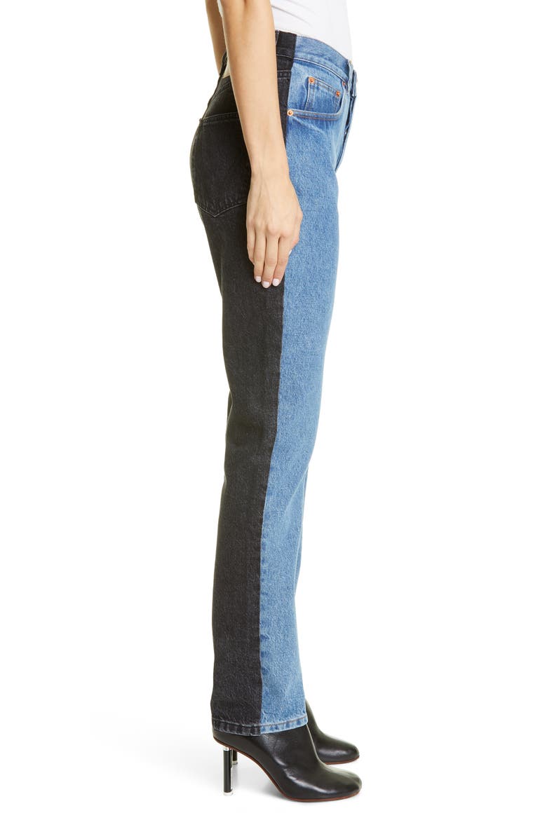 50-50 High Waist Slim Jeans, Alternate, color, LIGHT BLUE/ BLACK