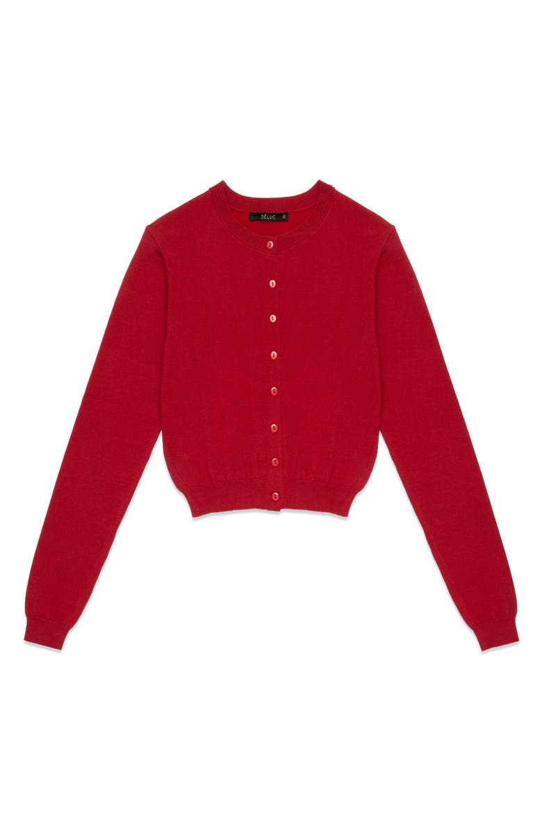DELUC Clark Crop Cardigan, Alternate, color, Red