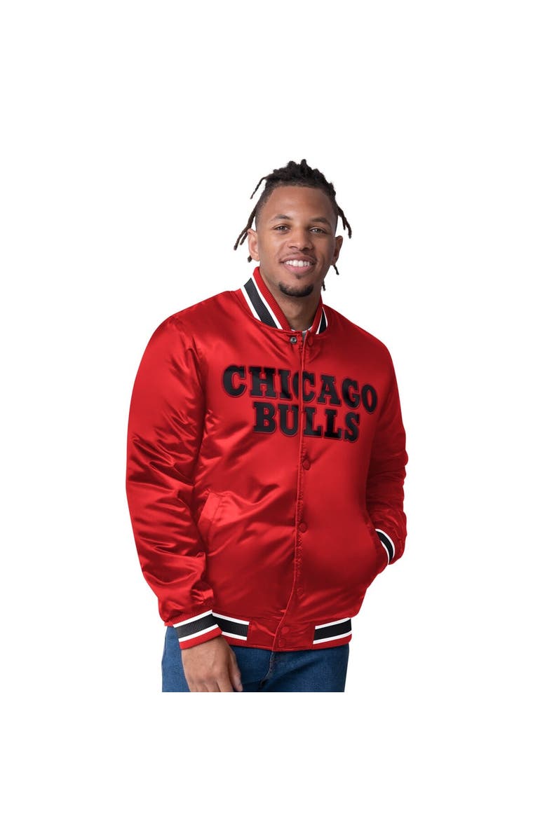 STARTER Men's Starter  Red Chicago Bulls Reversible Satin Full-Snap Varsity Jacket, Main, color, 