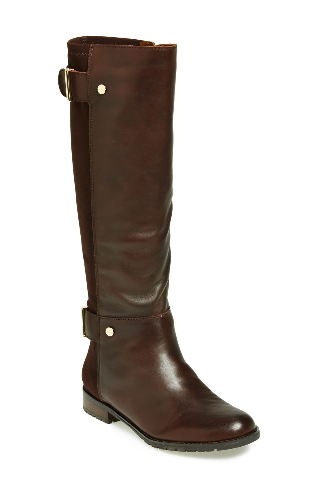 'Applee' Knee High Leather Boot, Main, color, BROWN LEATHER