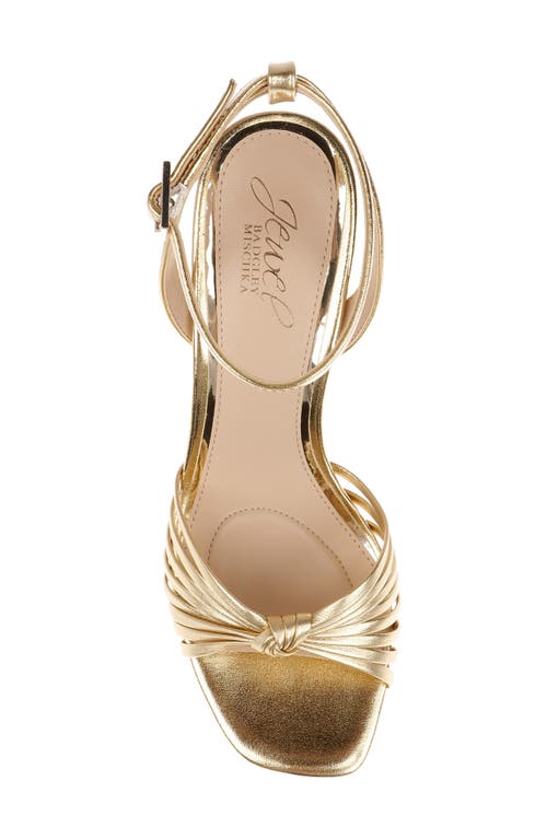 Jewel Badgley Mischka Nariah Ankle Strap Sandal In Gold Leather