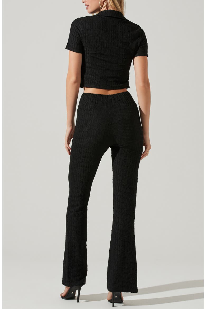 Zoey Textured Tie Front Crop Top, Alternate, color, BLACK