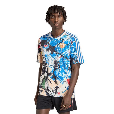 Men's adidas Blue Manchester United X Stone Roses Replica Jersey