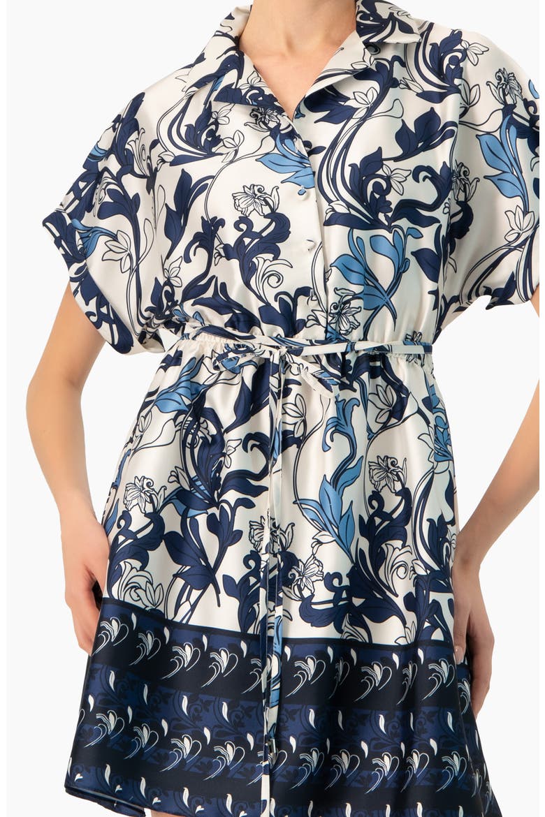 Short Printed Dress with Dropped Sleeves, Alternate, color, Multicolor-Blue