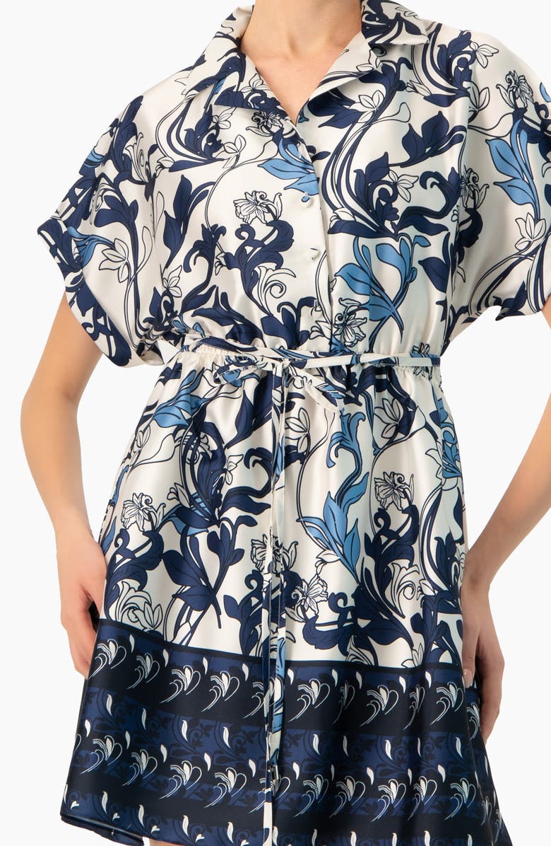 IVONNE Short Printed Dress with Dropped Sleeves, Alternate, color, Multicolor-Blue