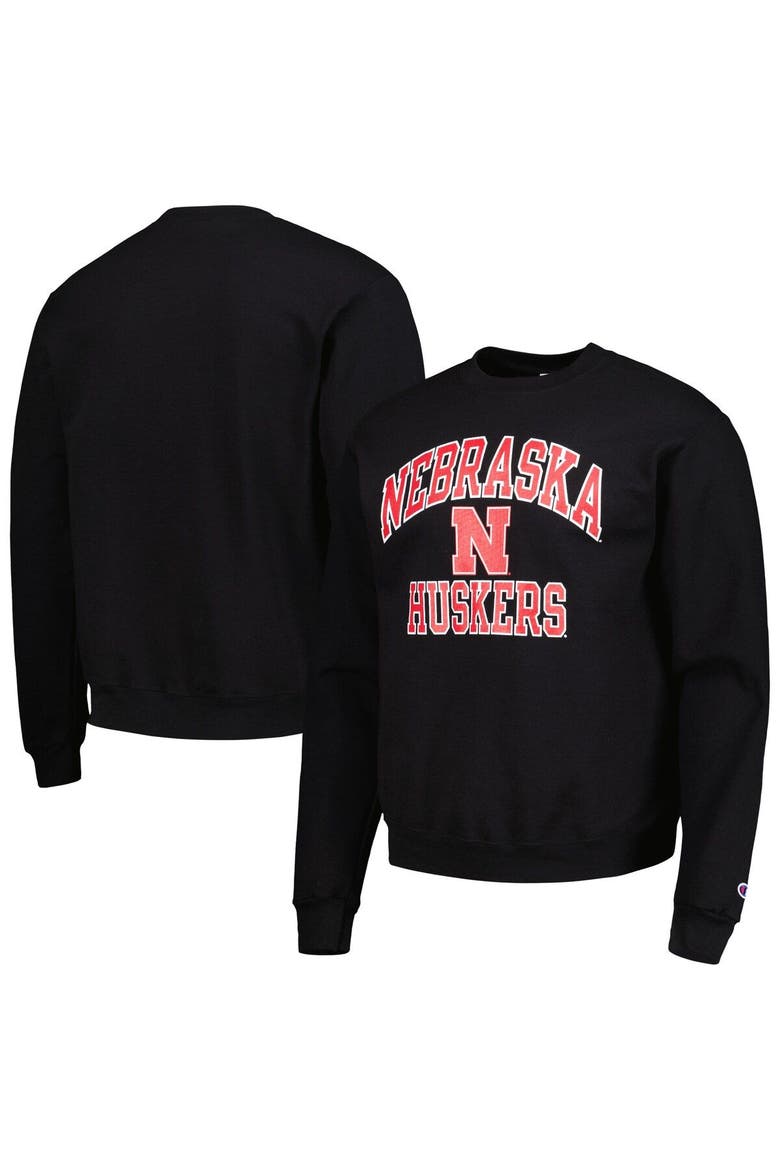Men's Champion Black Nebraska Huskers High Motor Pullover Sweatshirt, Main, color, Black