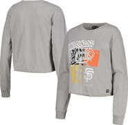 THE WILD COLLECTIVE Women's The Wild Collective Gray San Francisco Giants Cropped Long Sleeve T-Shirt