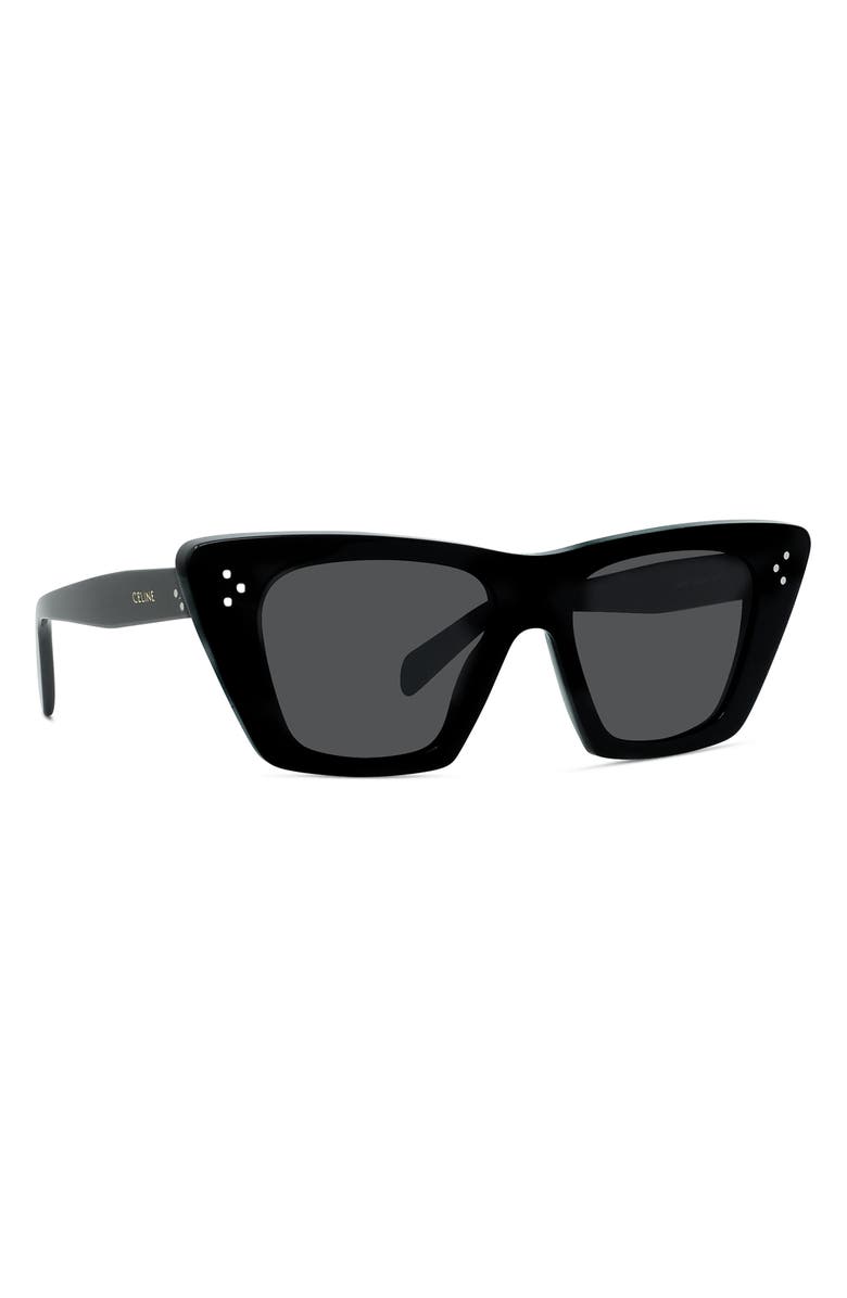 CELINE 51mm Cat Eye Sunglasses, Alternate, color, Shiny Black / Smoke