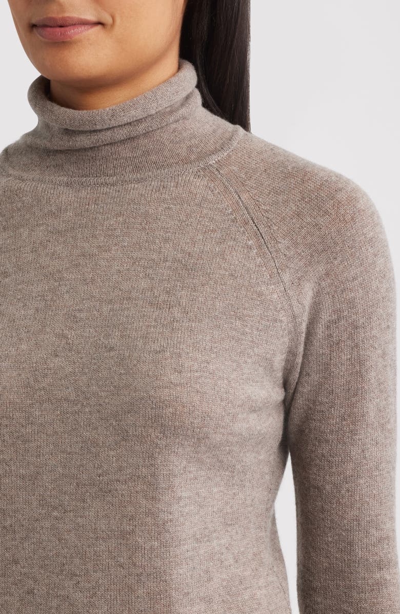 Griffen Layered Look Wool & Cashmere Turtleneck Sweater, Alternate, color, Mink/ Ivory