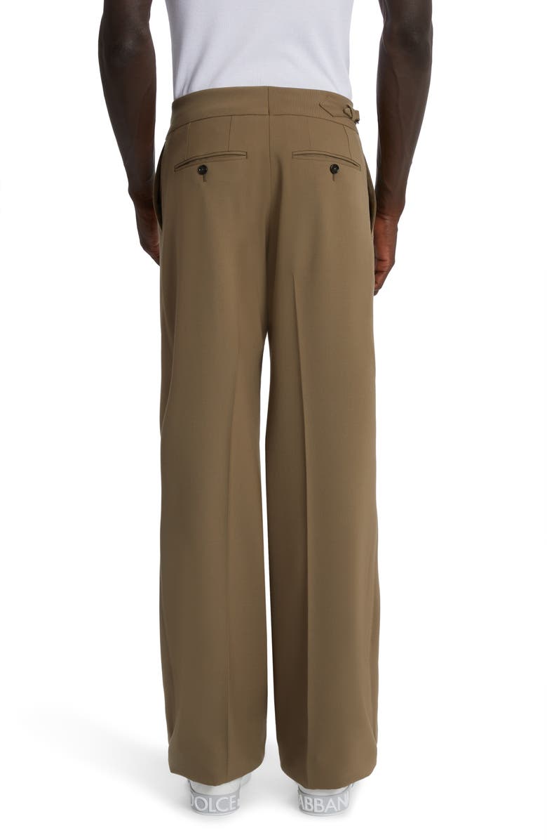 Dolce&Gabbana Buckle Waist Wool Stretch Twill Pants, Alternate, color, Beige