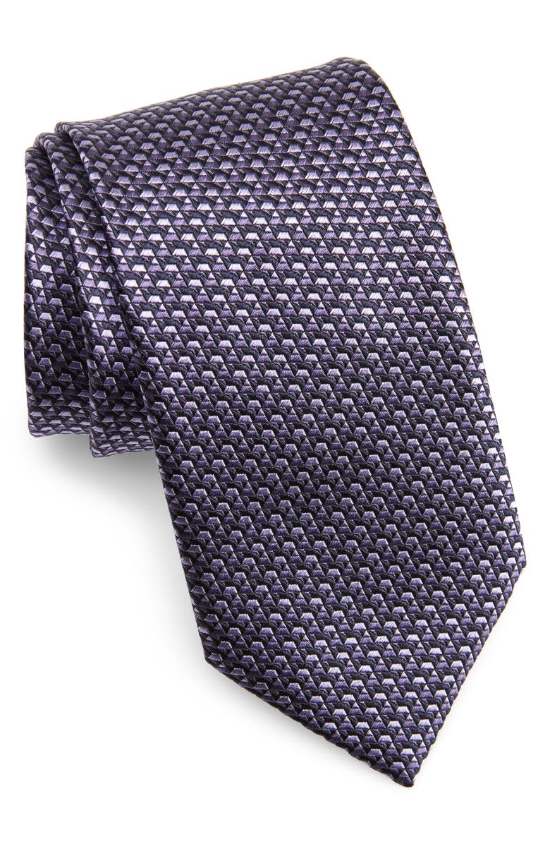 ZEGNA TIES Small Triangle Silk Tie, Main, color, Purple