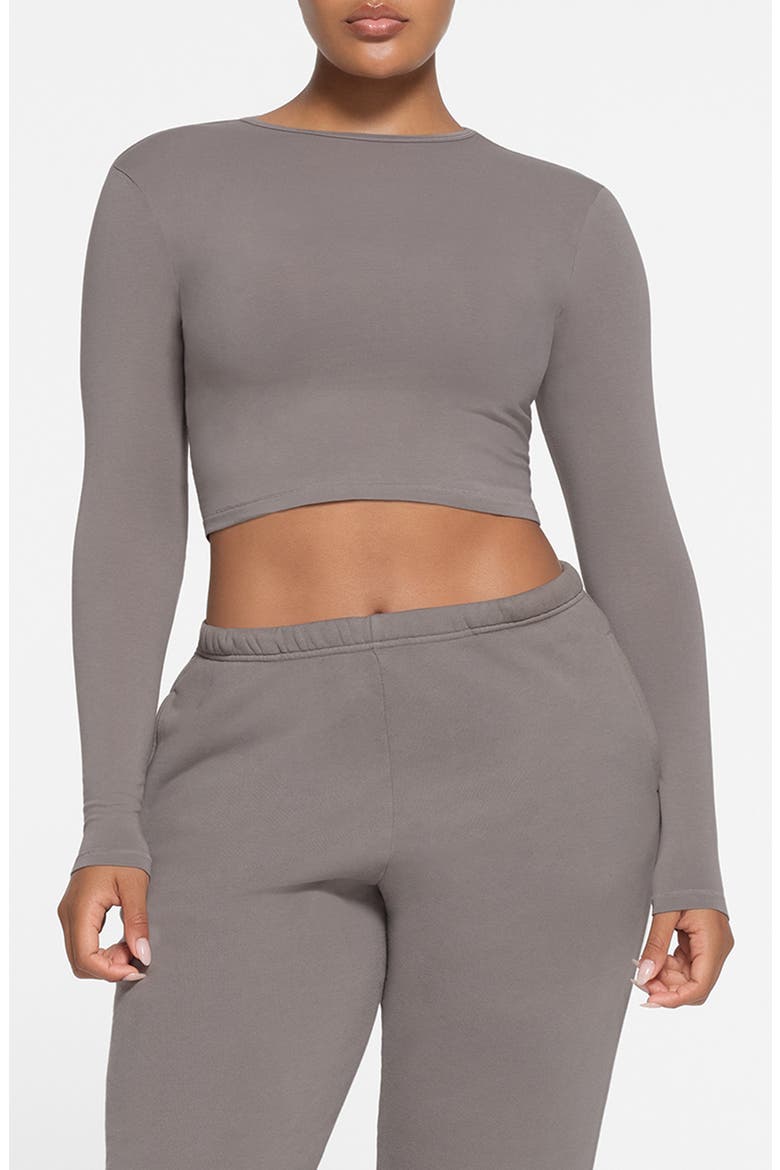 New Vintage Cropped Long Sleeve T-Shirt, Main, color, SMOKE