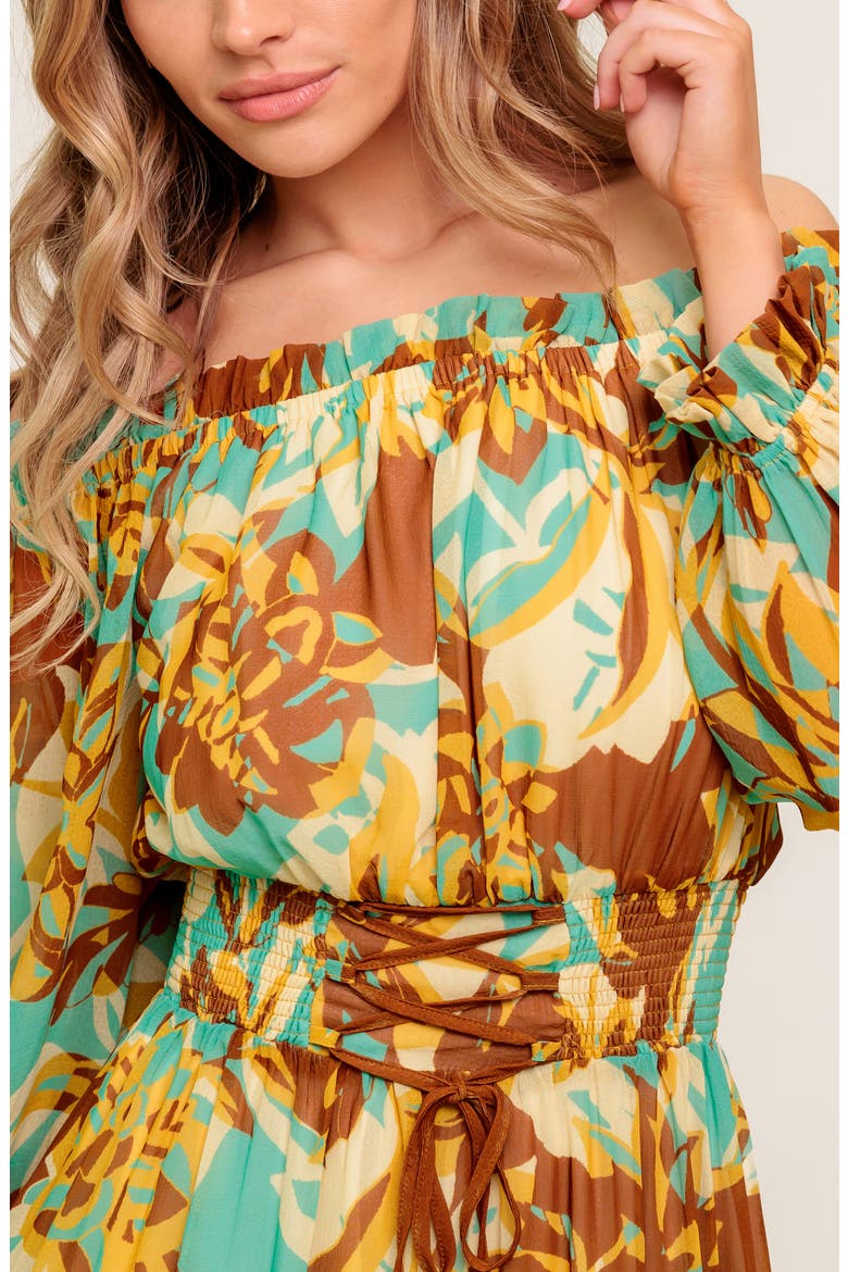Long Sleeve Tiered Midi Dress, Alternate, color, BROWN MINT