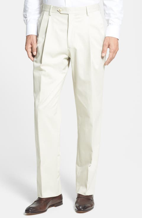 Pleated Classic Fit Cotton Dress Pants