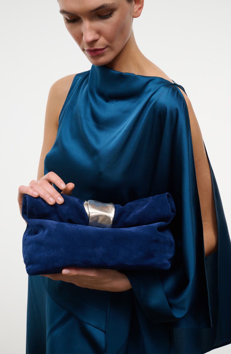STAUD Cuff Leather Clutch, Alternate, color, Cobalt
