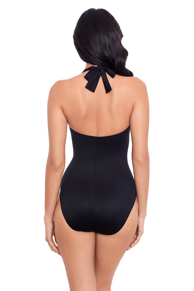 Rock Solid Utopia One-Piece Halter Swimsuit, Alternate, color, BLACK