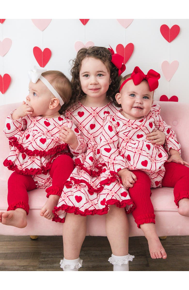 RuffleButts Cotton Gauze Long Sleeve Flutter Bubble Romper, Alternate, color, Pink Sweetheart Plaid