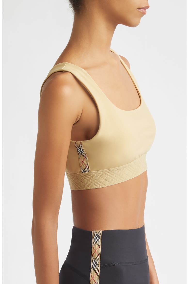 Alana EKD Check Detail Sports Bra, Alternate, color, BEIGE