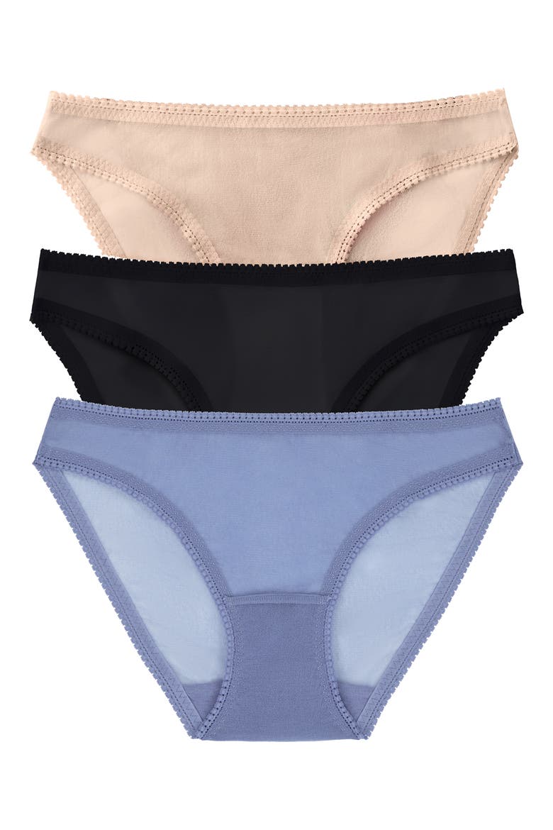 3-Pack Mesh Hip Bikinis, Main, color, COUNTRY BLUE/ BLACK/ CHAMPAGNE