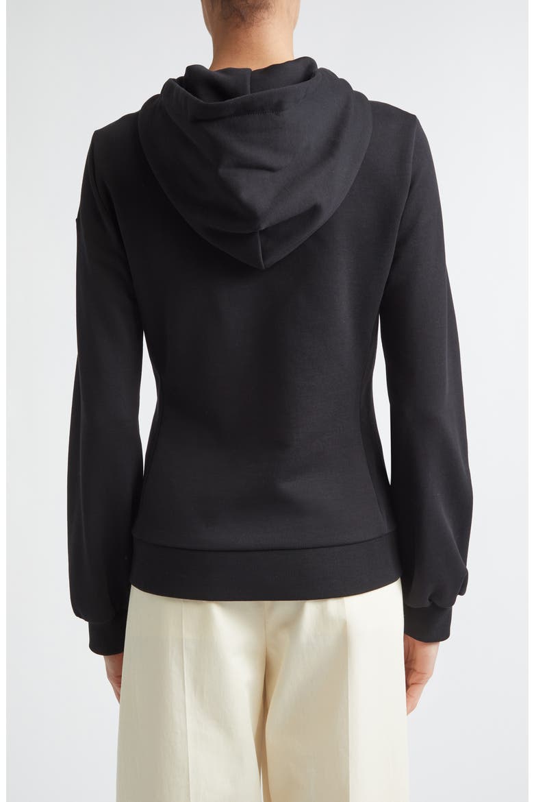 Mixed Media Hooded Zip Down Cardigan, Alternate, color, BLACK