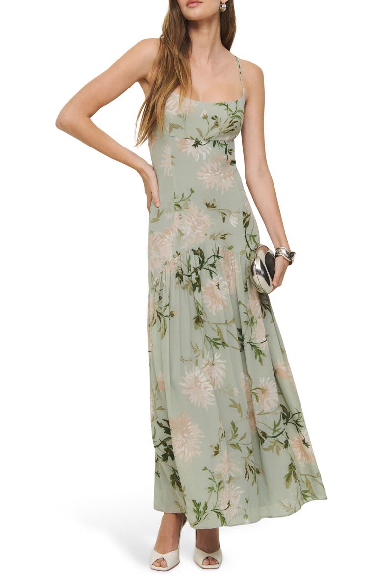 Reformation Catana Floral Georgette Maxi Dress, Main, color, Pergola