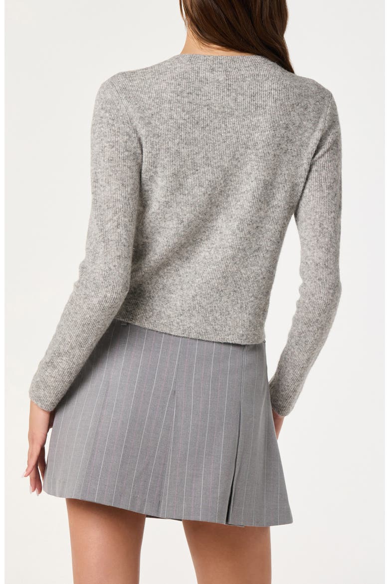 Satin Bow Knit Cardigan, Alternate, color, GREY