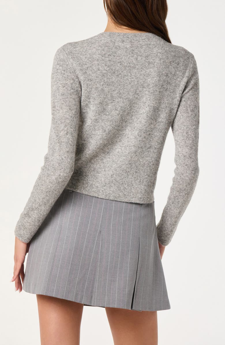 ASTR the Label Satin Bow Knit Cardigan, Alternate, color, Grey