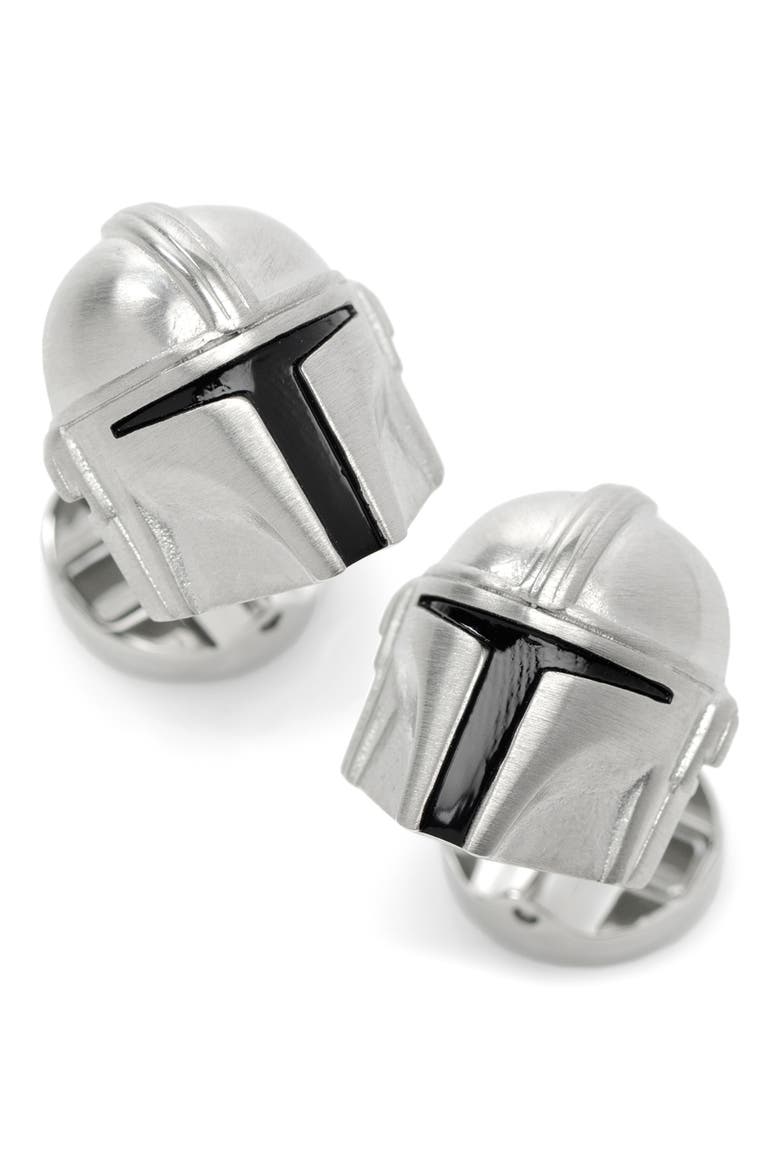 3D Mandalorian Cuff Links, Main, color, SILVER