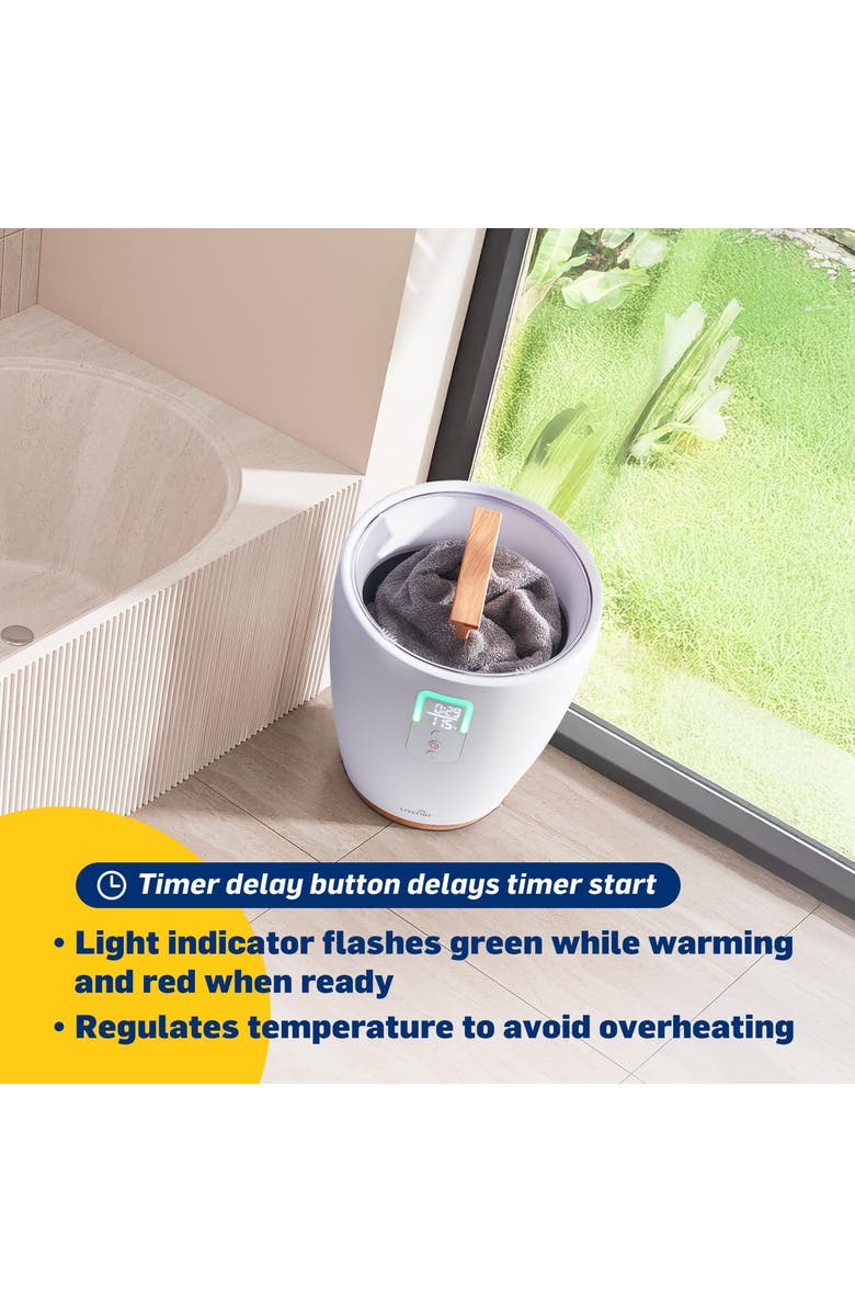 Live Fine Towel Warmer, Small Bucket Style Towel Heater with LED Display, Adjustable Timer, & More!, Alternate, color, White