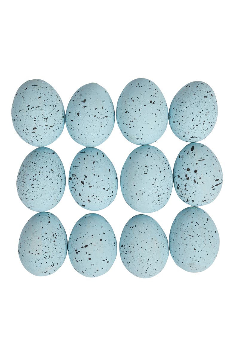 Storied Home Boxed Set of 12 Blue Speckled Ceramic Robin Eggs, Alternate, color,