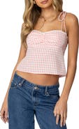 EDIKTED Billie Gingham Tie Back Camisole