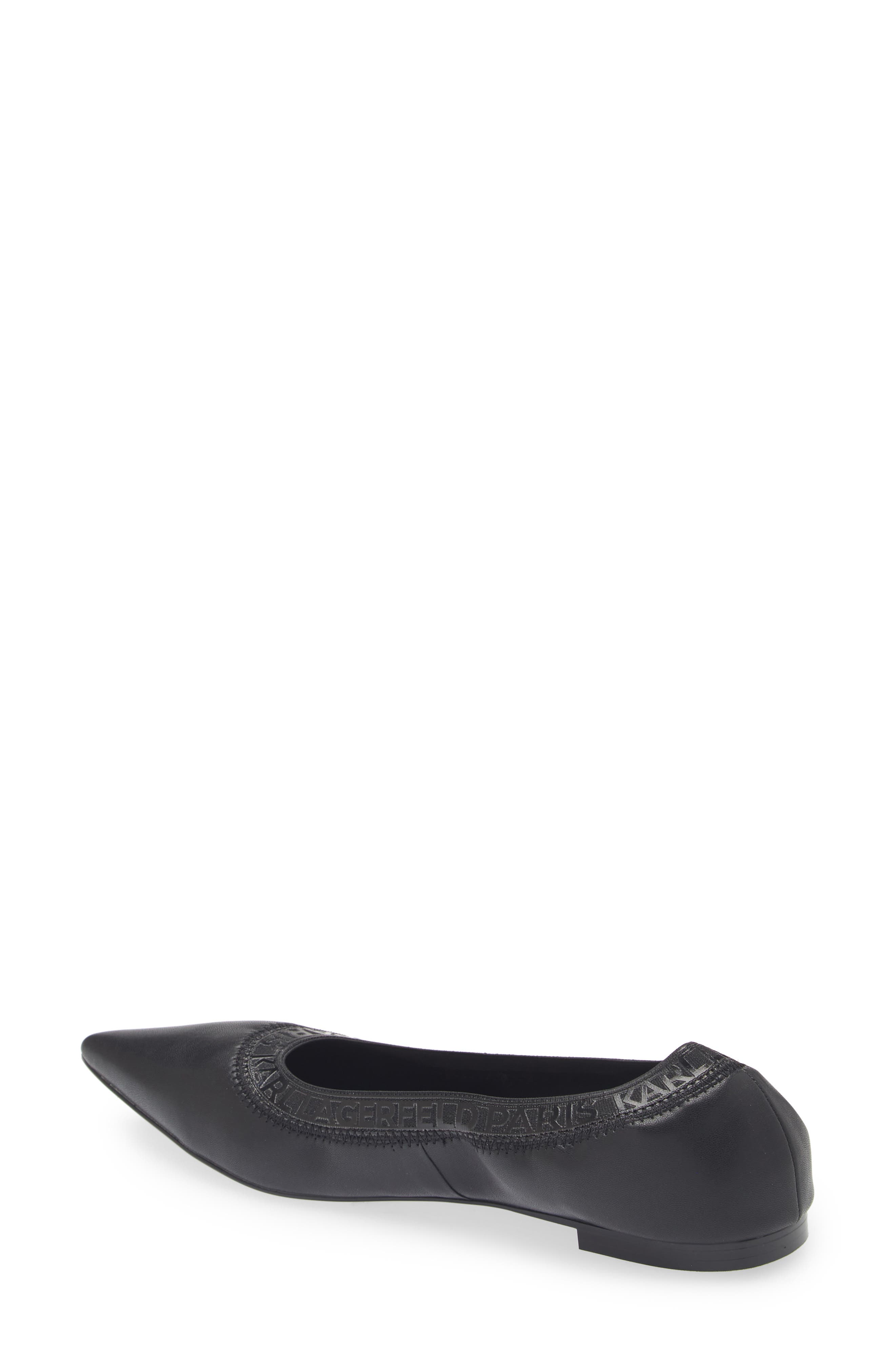 KARL LAGERFELD PARIS Vinette Pointed Toe Flat, Alternate, color, Black