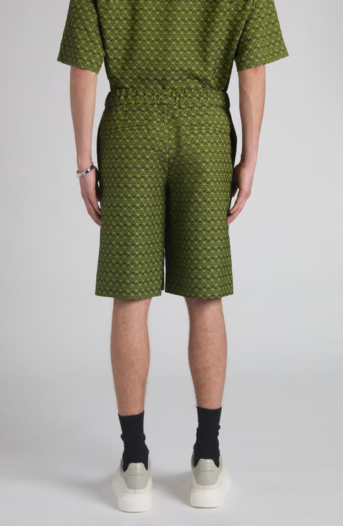 Alexander Mcqueen Mcqueen Skull Jacquard Pajama Shorts In Green