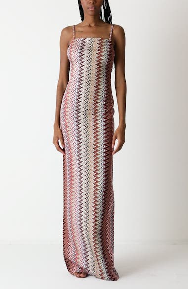 MISSONI ストライプ 長袖 アンサンブル Missoni Metallic Zigzag Knit Maxi Dress | Nordstrom