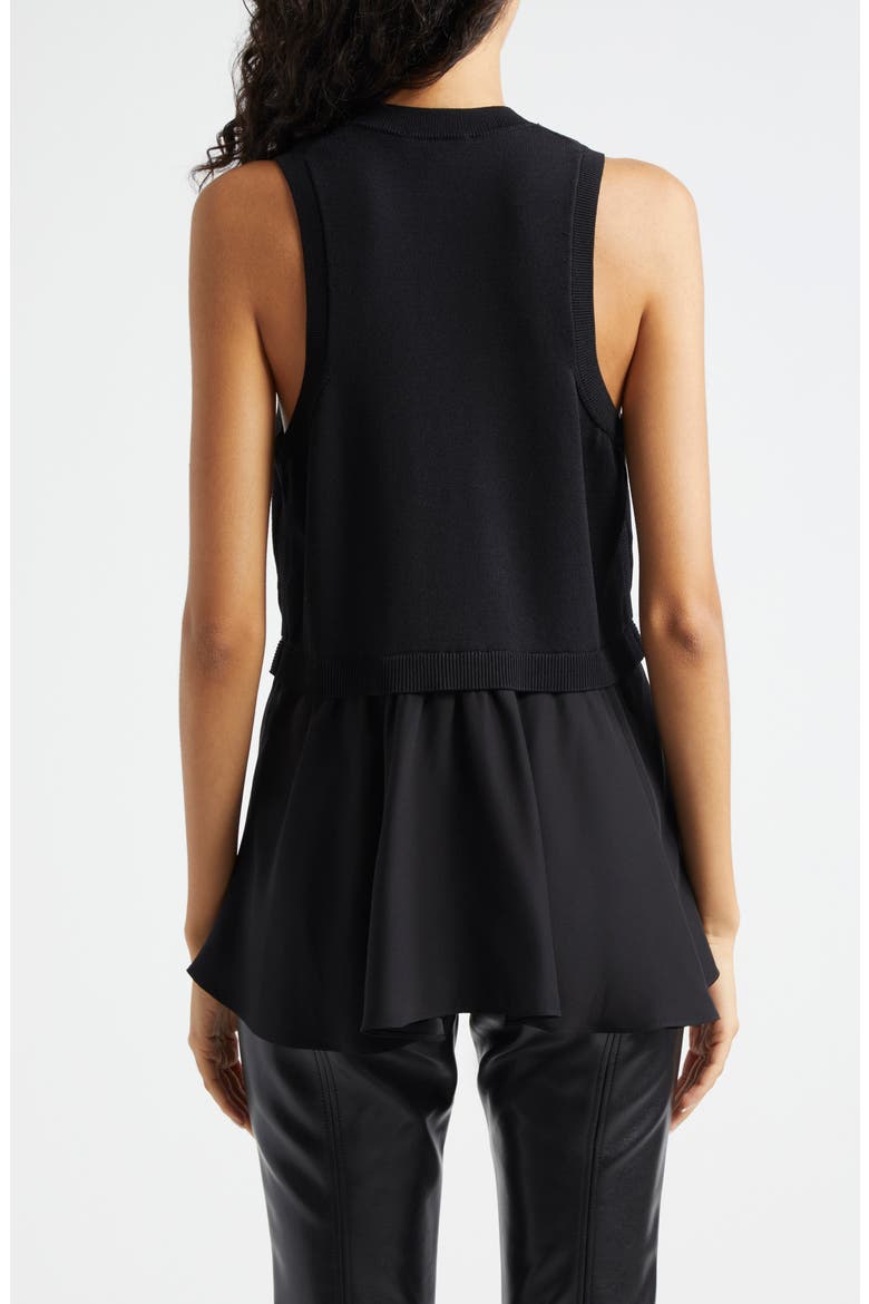 Tess Mixed Media Layered Top, Alternate, color, BLACK