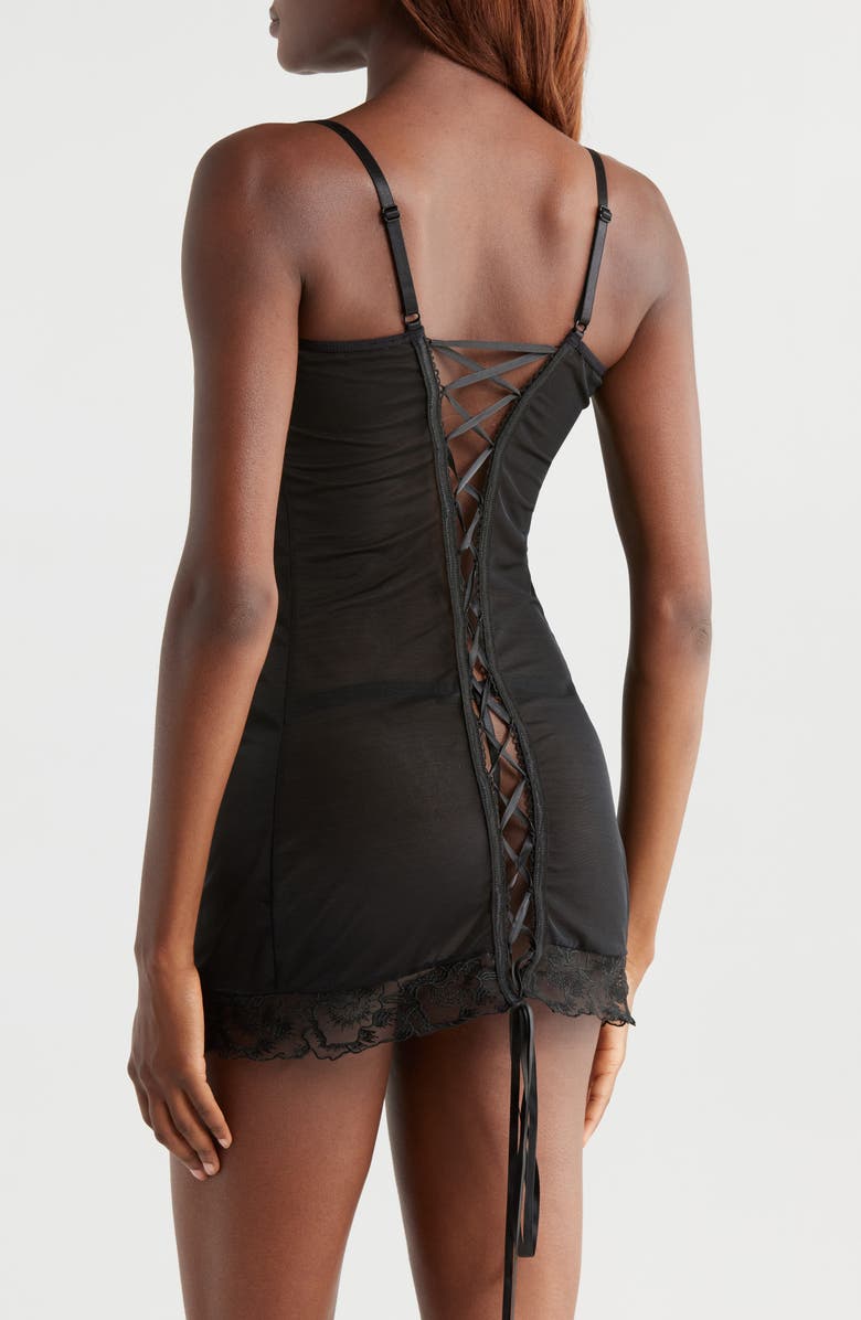 KILO BRAVA Underwire Chemise & G-String Set, Alternate, color, Black