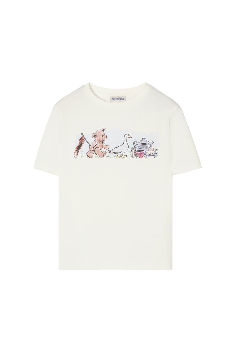 Burberry Girls' Thomas Bear and Friends Cotton T-shirt, Main, color, Chalk White