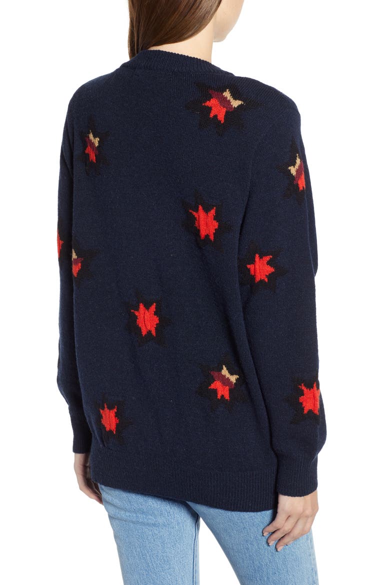 Stars Cardigan, Alternate, color, NAVY W/ RED STARS