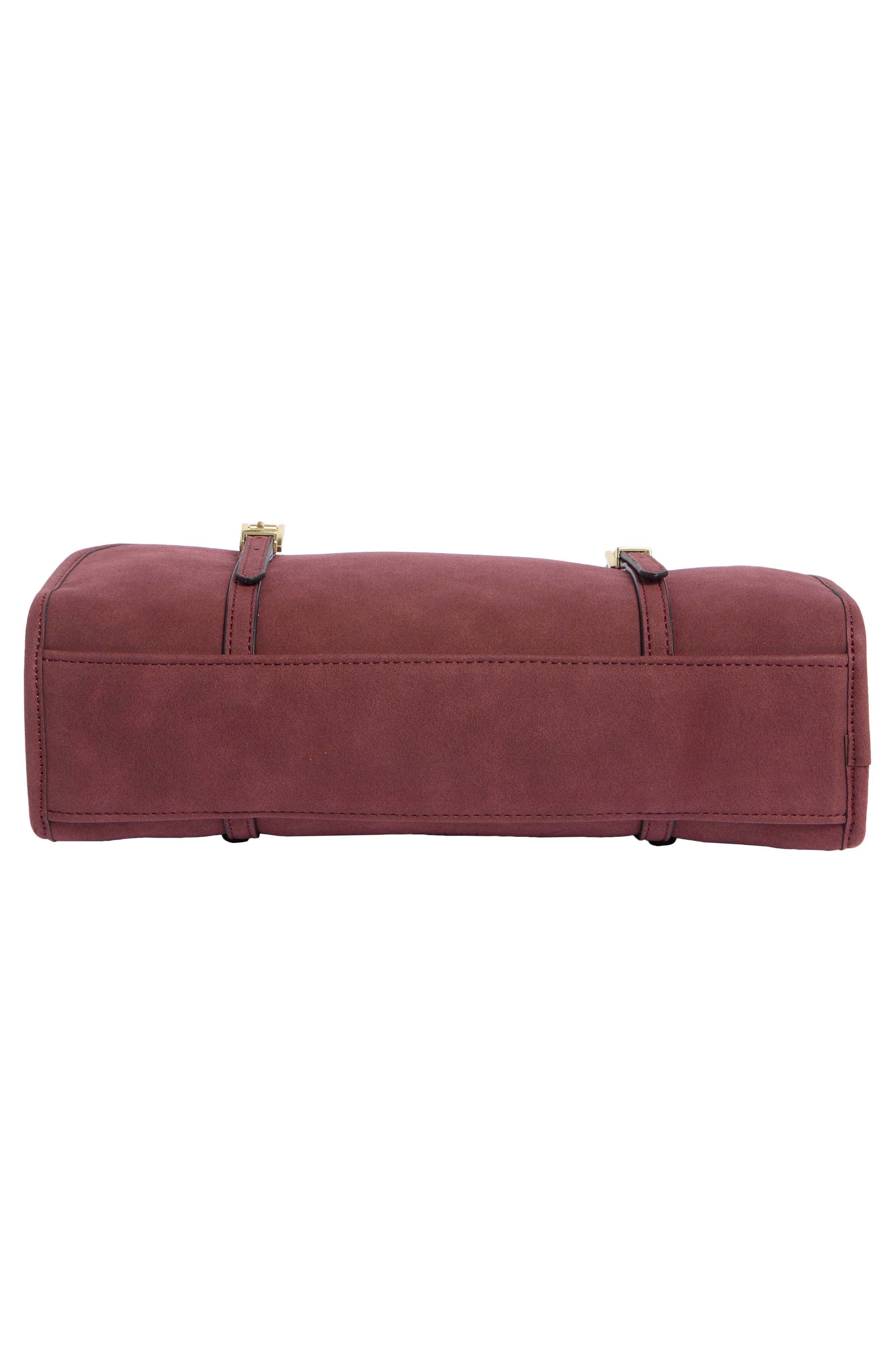 BCBG Suede East/West Shoulder Bag, Alternate, color, Cherry Wine