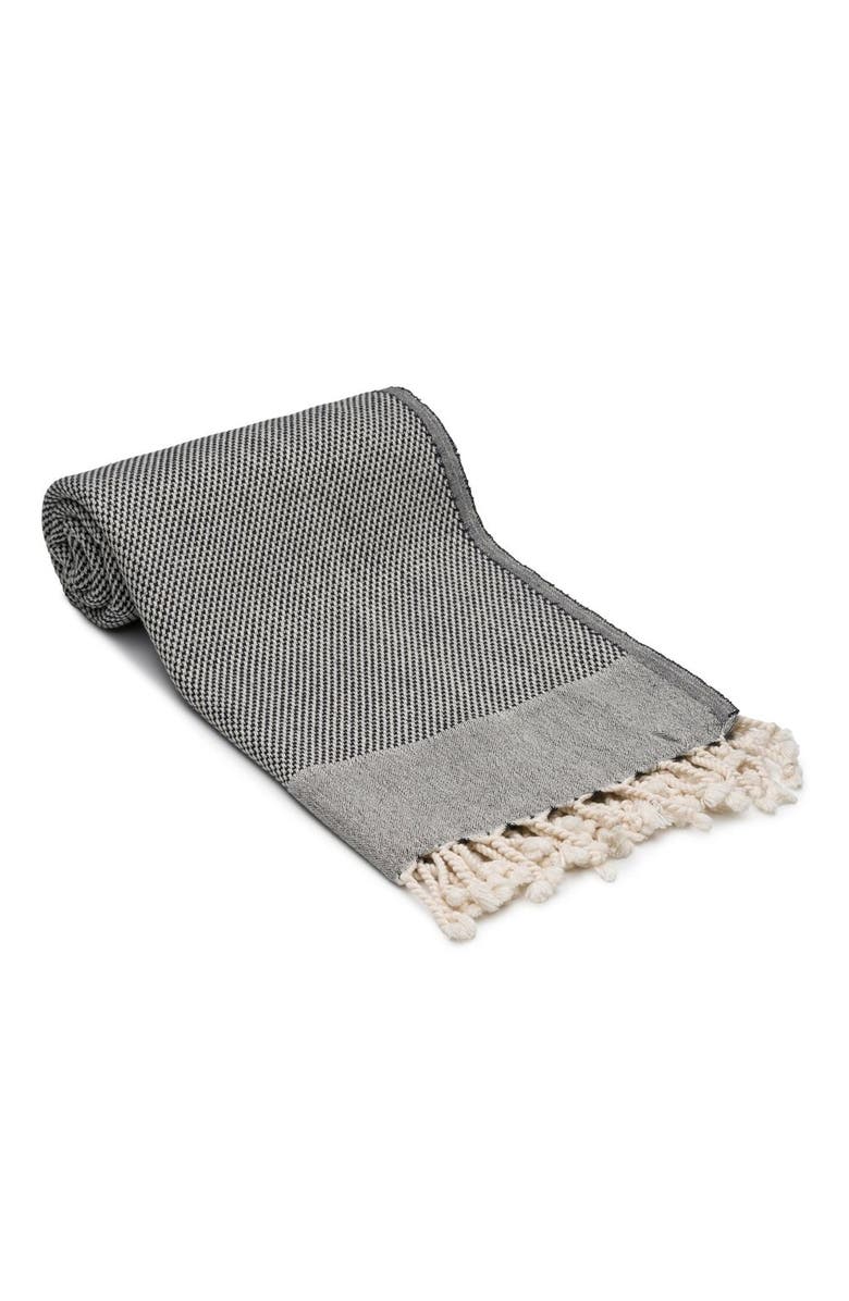 Olive & Linen Whisper Weight Natural Turkish Towel, Main, color, Black